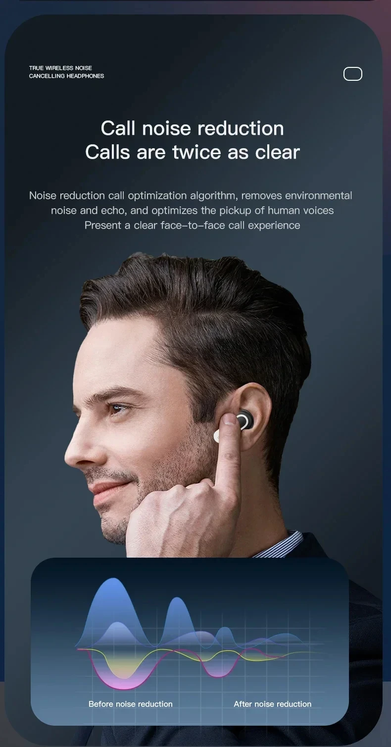 Xiaomi TWS V8 ANC ENC Earphone True Wireless Bluetooth Noise Cancelling Headphone In Ear Touch Screen Headset With Mic Earbuds | Fugo Best