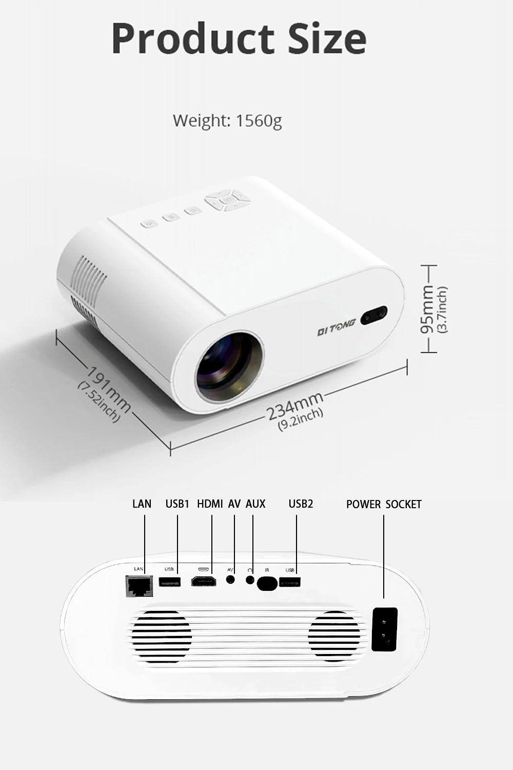 DITONG Projector 4K Android with Dual WiFi 6 and Bluetooth Auto Keystone Auto Focus Home Theatre HD Native 1080P Outdoor Movie | Fugo Best