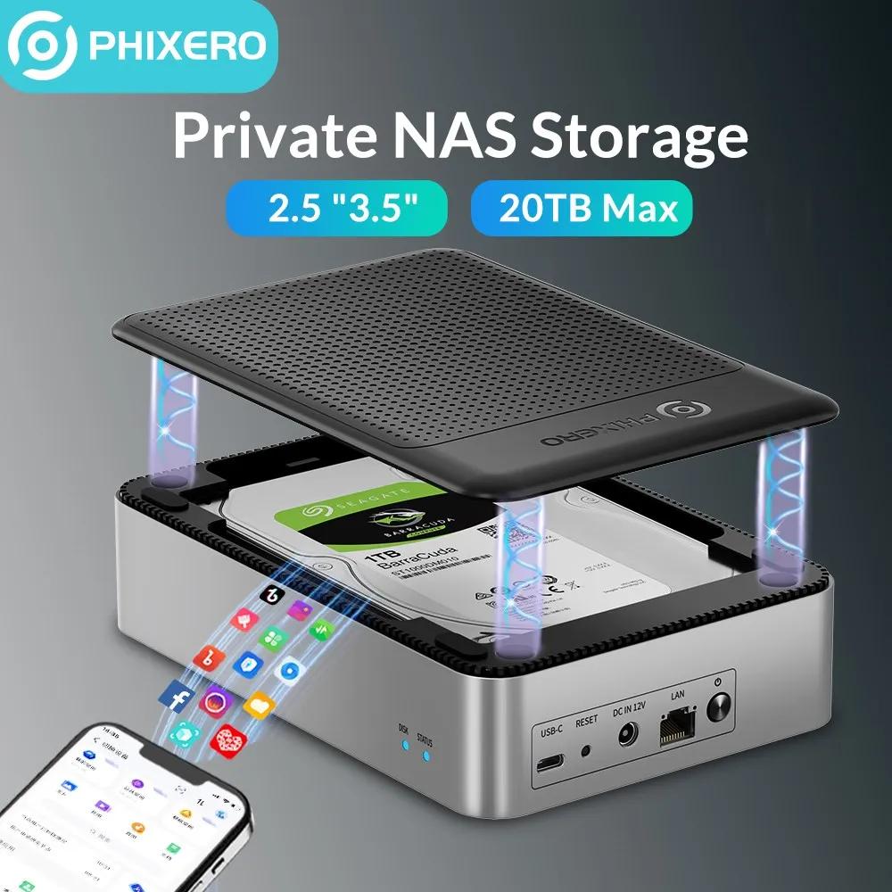 PHIXERO 3.5 inch HDD/SSD Enclosure NAS Network HDD Storage Box HD External Case USB Hard Disk Drive House Personal Cloud Serve | Fugo Best