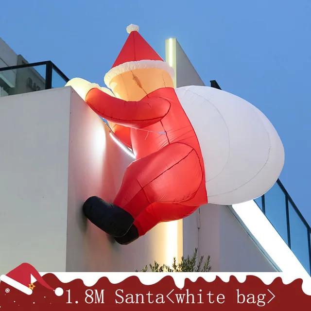 6 FT Tall Christmas Inflatable Hanging Santa Santa with Gift Bag Decorations Blow Up Climbing Santa with LED Lights Outdoor Toys | Fugo Best