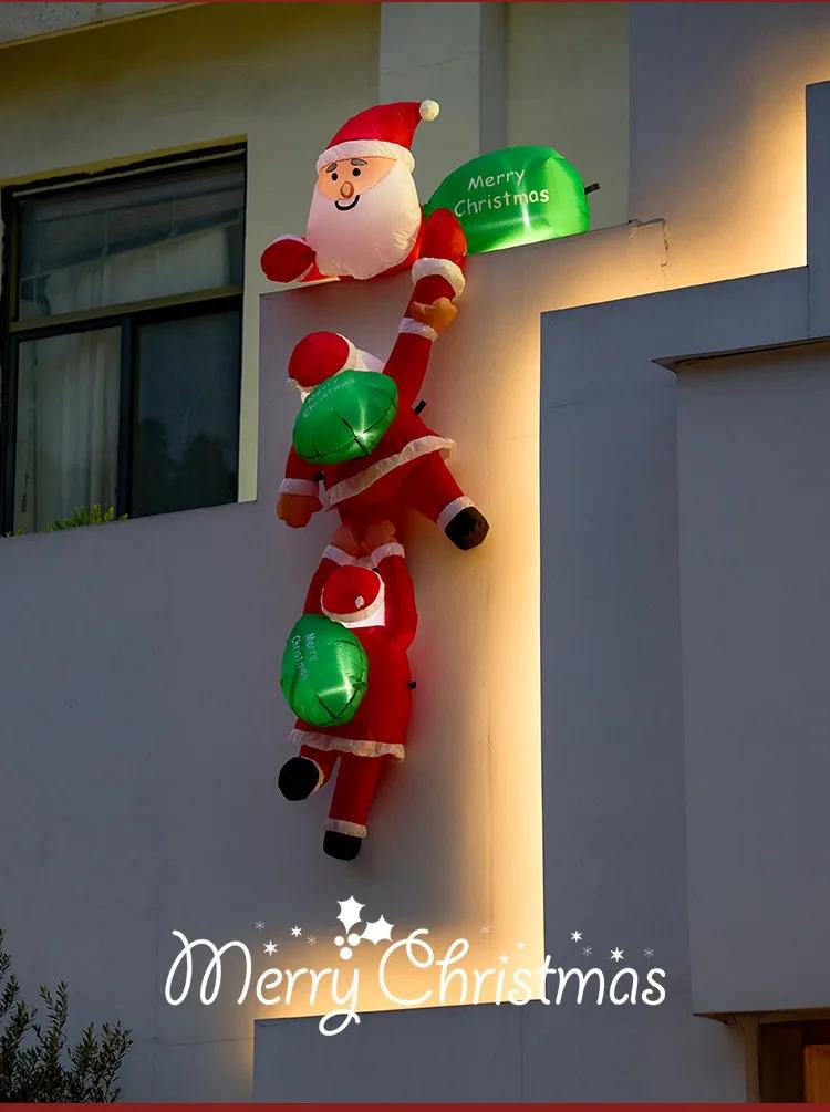 6 FT Tall Christmas Inflatable Hanging Santa Santa with Gift Bag Decorations Blow Up Climbing Santa with LED Lights Outdoor Toys | Fugo Best