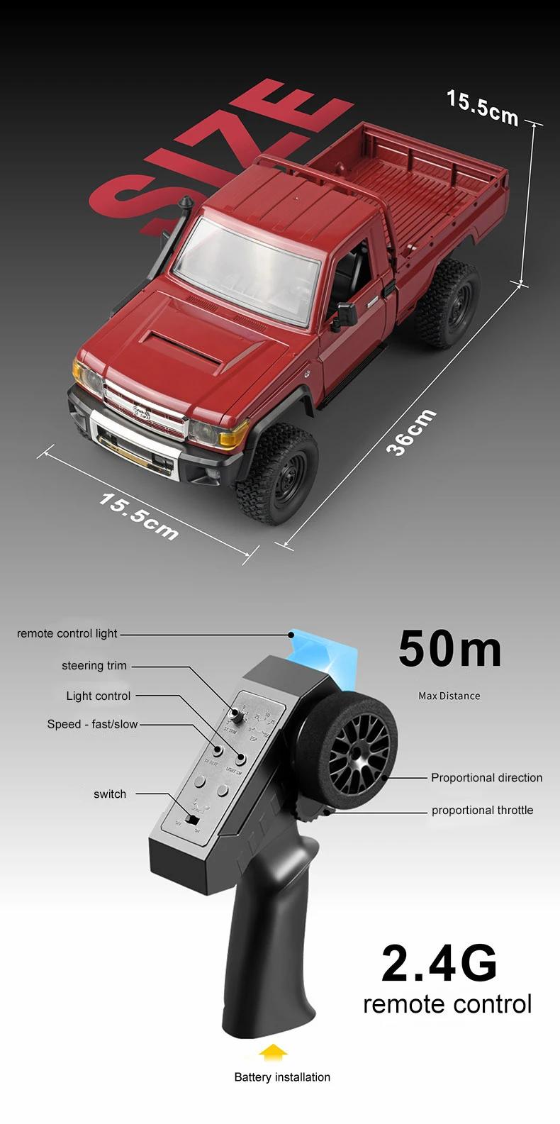 ZWN MN82 Retro Rc Car With LED Lights Full-scale Simulation LC79 Professional 4WD Remote Control Pickup RC Truck Model Toys | Fugo Best