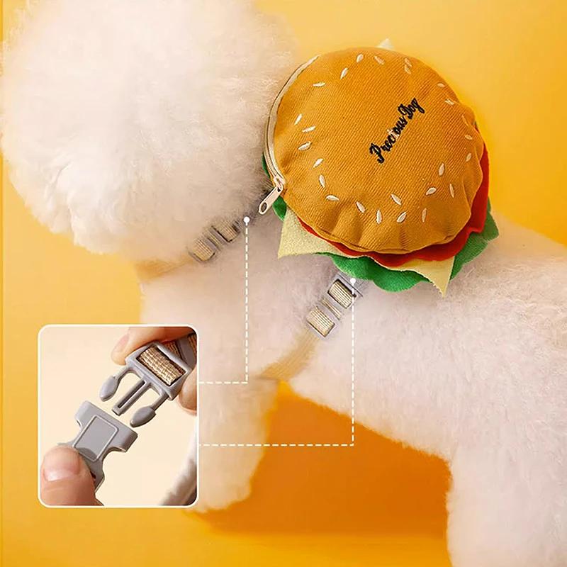 Hamburger Bag Dog Harness Set Outdoor Decorate Small Medium Puppy Cat Leash Durable Polyester Anti Lost Walking Pet Accessories | Fugo Best