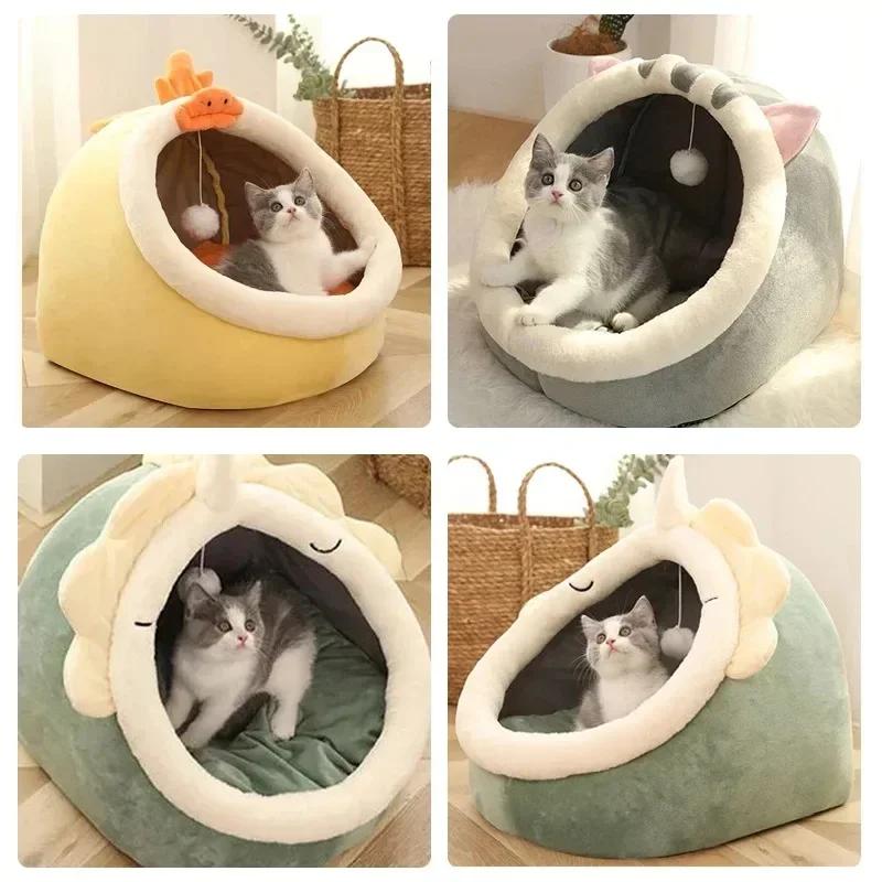 Cat Bed House Kennel Nest Round Pets Sleeping Cave Kitten Beds Pet Basket Cozy Kitten Lounger Cushion Cat House Tent Dog House | Fugo Best