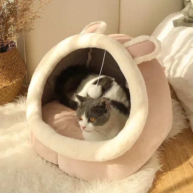 Cat Bed House Kennel Nest Round Pets Sleeping Cave Kitten Beds Pet Basket Cozy Kitten Lounger Cushion Cat House Tent Dog House | Fugo Best