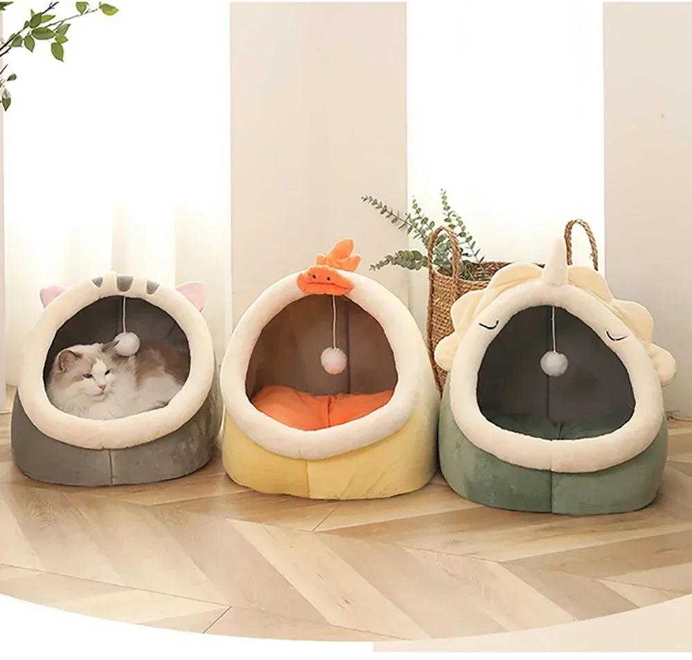 Cat Bed House Kennel Nest Round Pets Sleeping Cave Kitten Beds Pet Basket Cozy Kitten Lounger Cushion Cat House Tent Dog House | Fugo Best