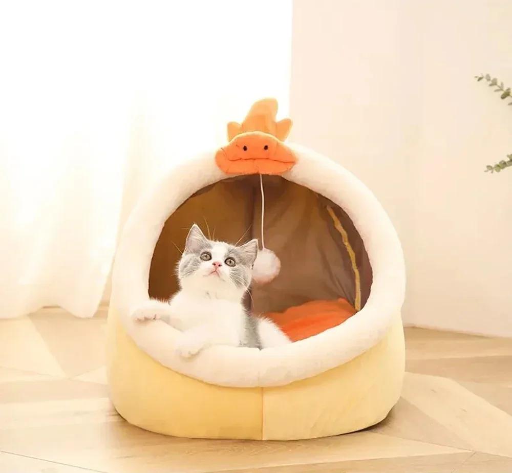 Cat Bed House Kennel Nest Round Pets Sleeping Cave Kitten Beds Pet Basket Cozy Kitten Lounger Cushion Cat House Tent Dog House | Fugo Best