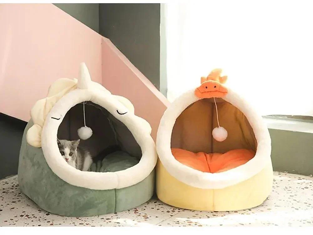 Cat Bed House Kennel Nest Round Pets Sleeping Cave Kitten Beds Pet Basket Cozy Kitten Lounger Cushion Cat House Tent Dog House | Fugo Best