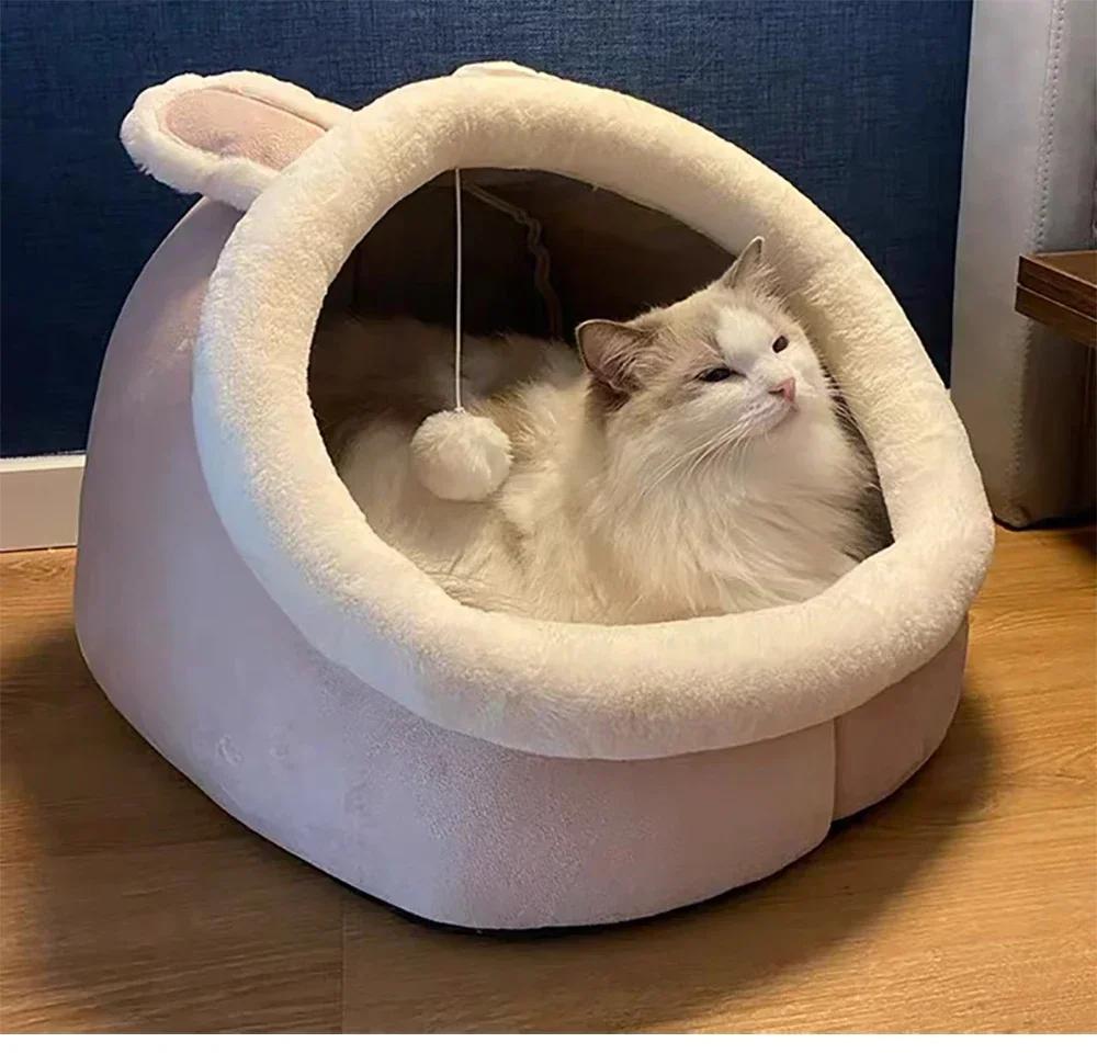 Cat Bed House Kennel Nest Round Pets Sleeping Cave Kitten Beds Pet Basket Cozy Kitten Lounger Cushion Cat House Tent Dog House | Fugo Best