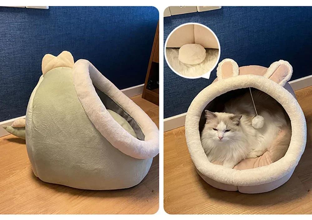 Cat Bed House Kennel Nest Round Pets Sleeping Cave Kitten Beds Pet Basket Cozy Kitten Lounger Cushion Cat House Tent Dog House | Fugo Best