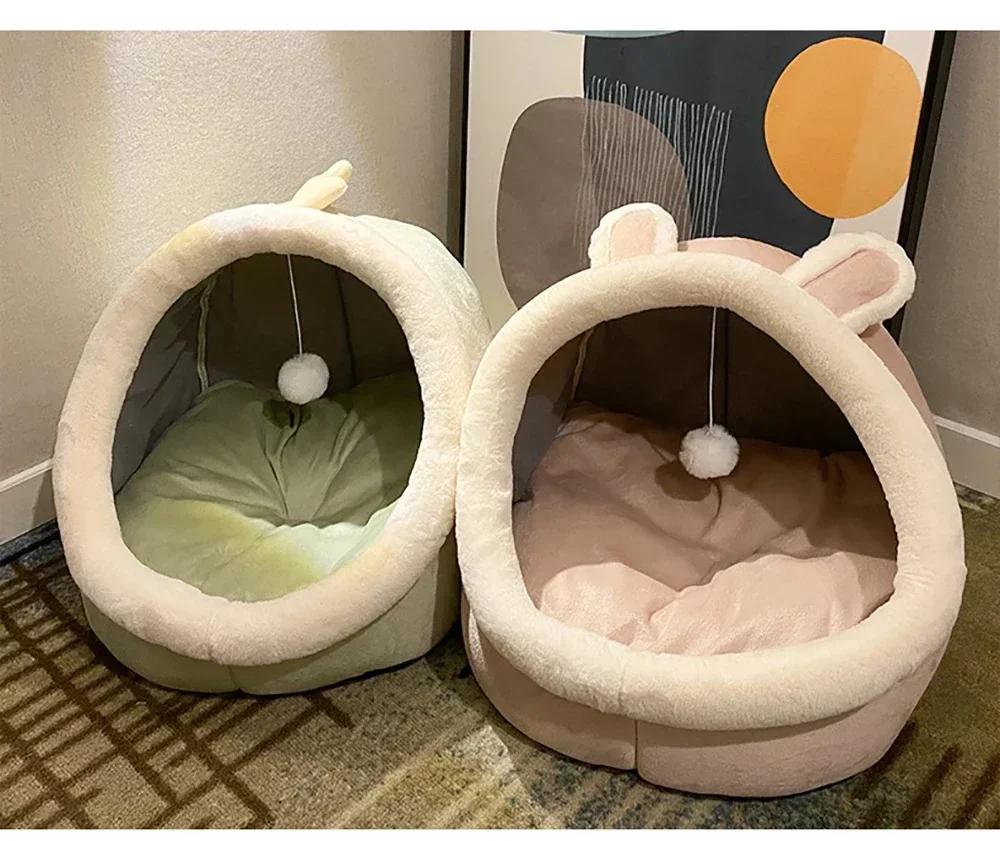 Cat Bed House Kennel Nest Round Pets Sleeping Cave Kitten Beds Pet Basket Cozy Kitten Lounger Cushion Cat House Tent Dog House | Fugo Best