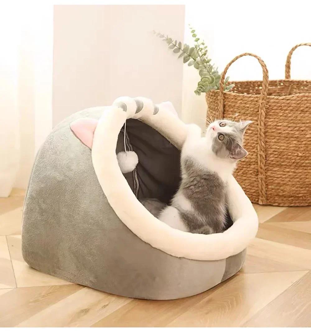 Cat Bed House Kennel Nest Round Pets Sleeping Cave Kitten Beds Pet Basket Cozy Kitten Lounger Cushion Cat House Tent Dog House | Fugo Best