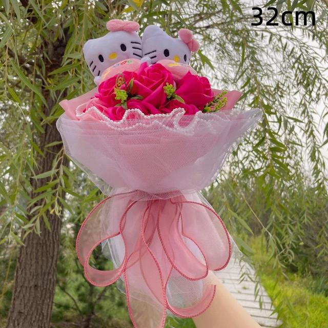 Kawaii Hello Kitty Cat Dolls With Artificial Flowers Creative Sanrio Bouquet Christmas Valentine Birthday Graduation Gifts | Fugo Best