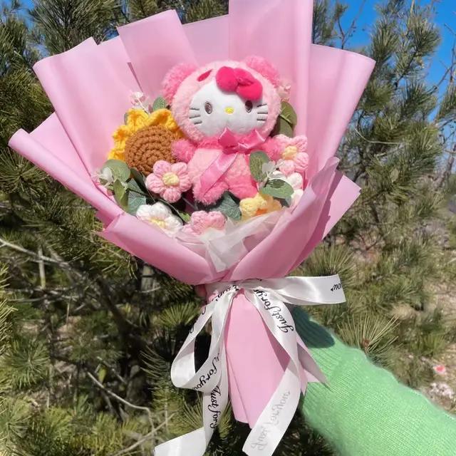 Kawaii Hello Kitty Cat Dolls With Artificial Flowers Creative Sanrio Bouquet Christmas Valentine Birthday Graduation Gifts | Fugo Best