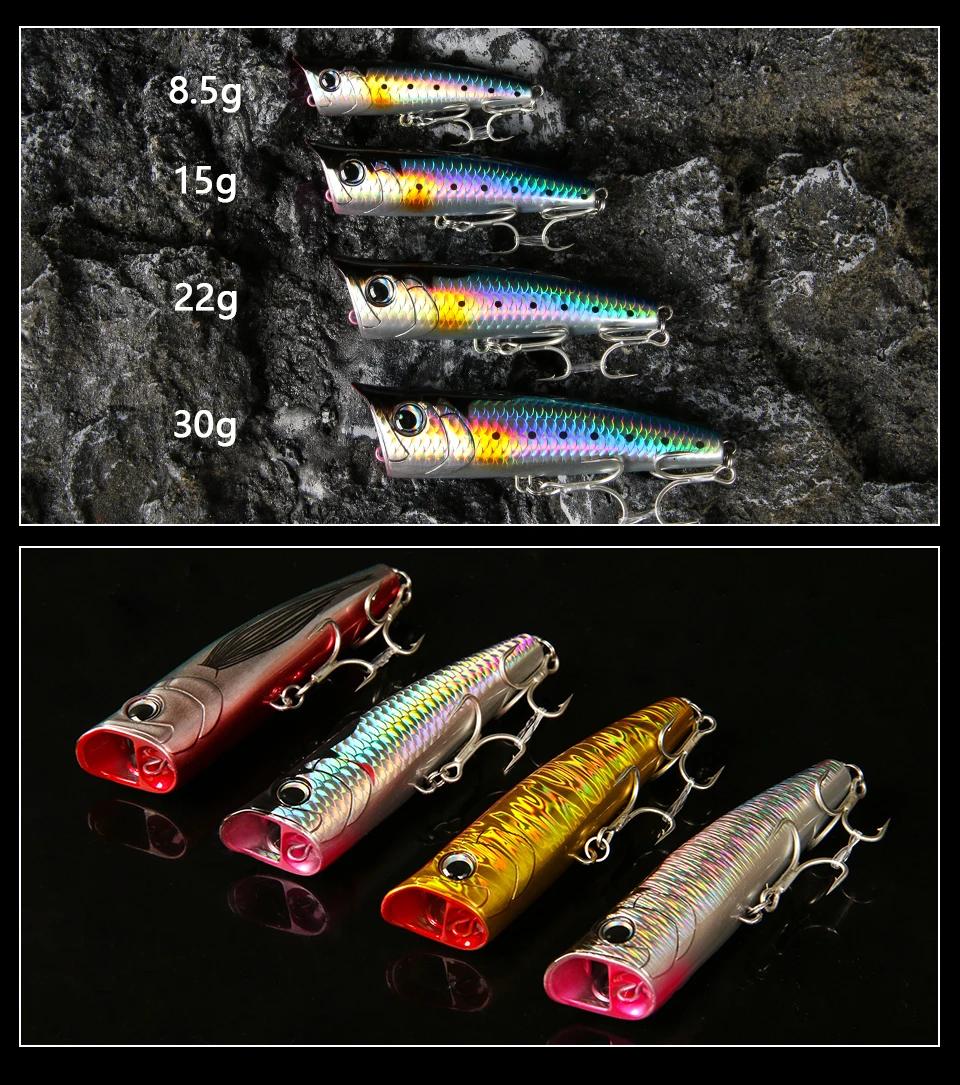 LETOYO Topwater Popper 8.5-30g floating Rock pop Artificial Hard Baits for Bass Perch Pike Fishing Lure | Fugo Best