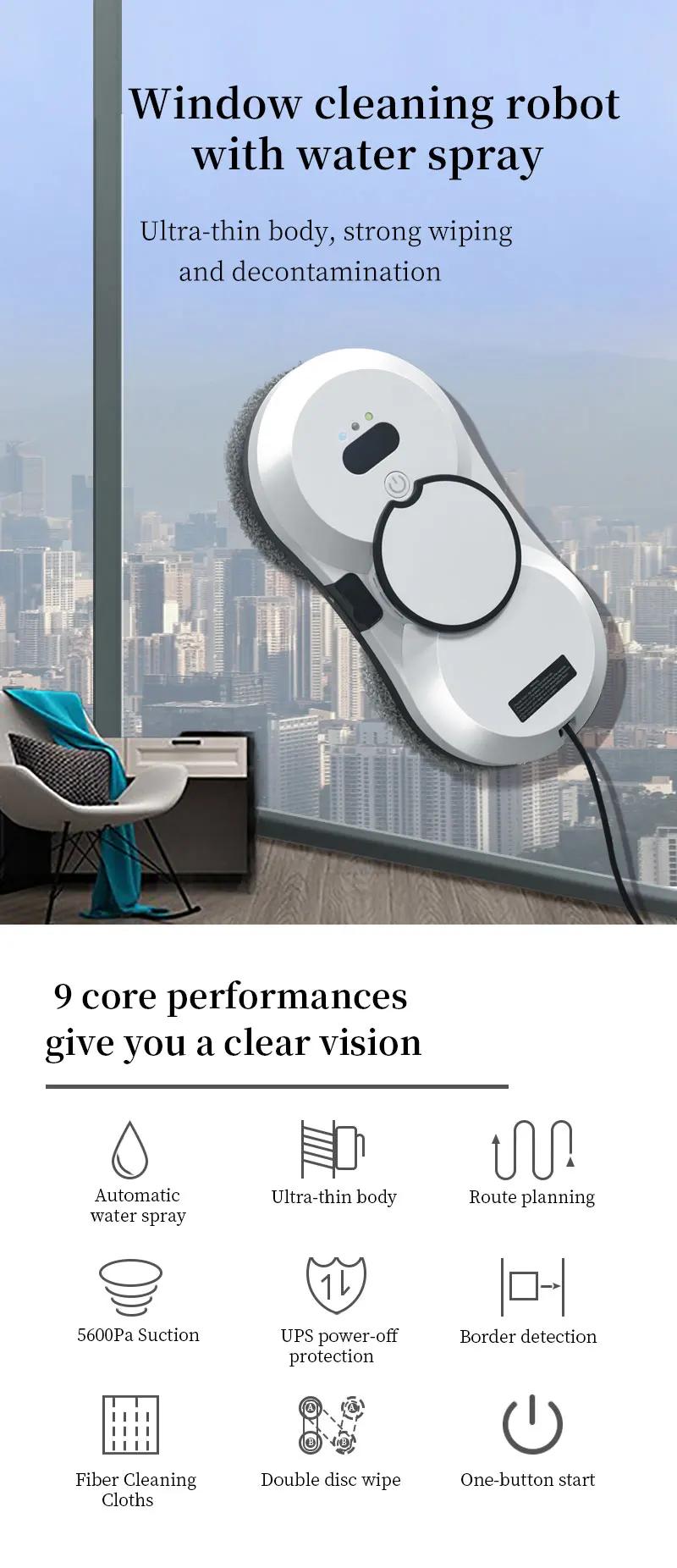 Window cleaning robot 5600PA large suction electric spray window cleaning robot fall prevention remote cleaner | Fugo Best