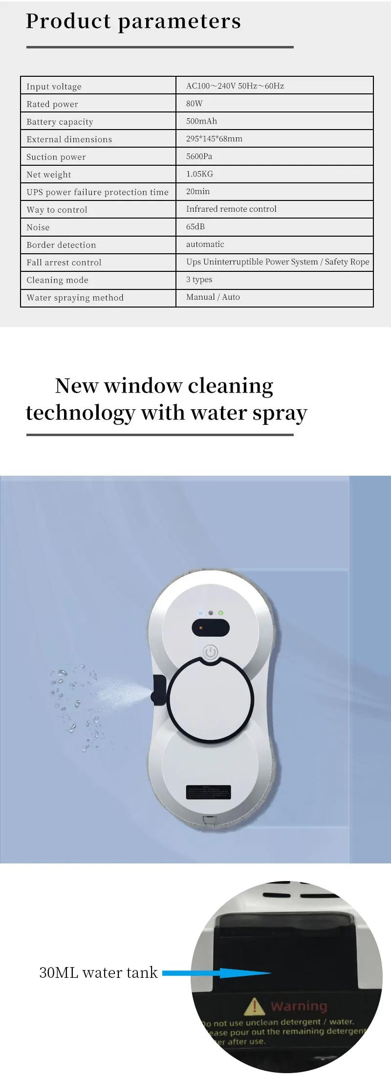 Window cleaning robot 5600PA large suction electric spray window cleaning robot fall prevention remote cleaner | Fugo Best