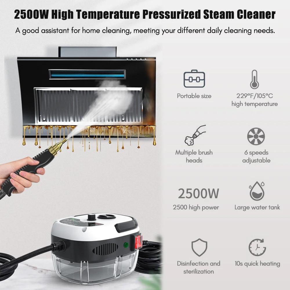 2500W Portable Handheld Steam Cleaner High Temperature Pressurized Steam Cleaning Machine with Brush Heads for Furniture Car | Fugo Best