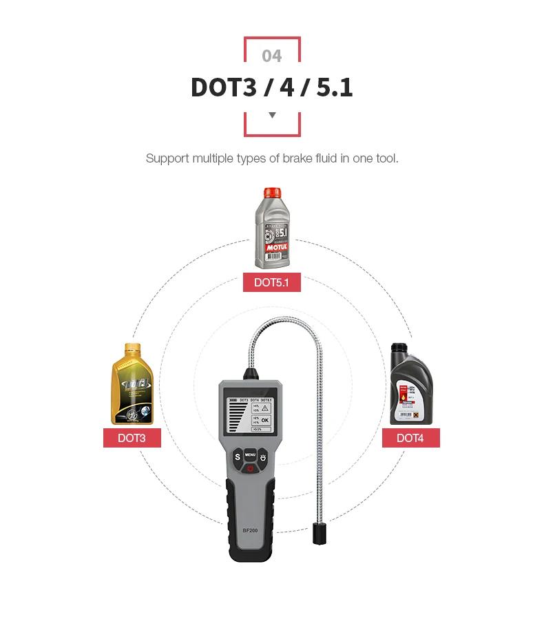 Auto Brake Fluid Tester Digital Car Brake Oil Tool BF200 DOT3 DOT4 DOT5.1 LED Indicator Check Display Auto Oil Tool PK BF100 | Fugo Best