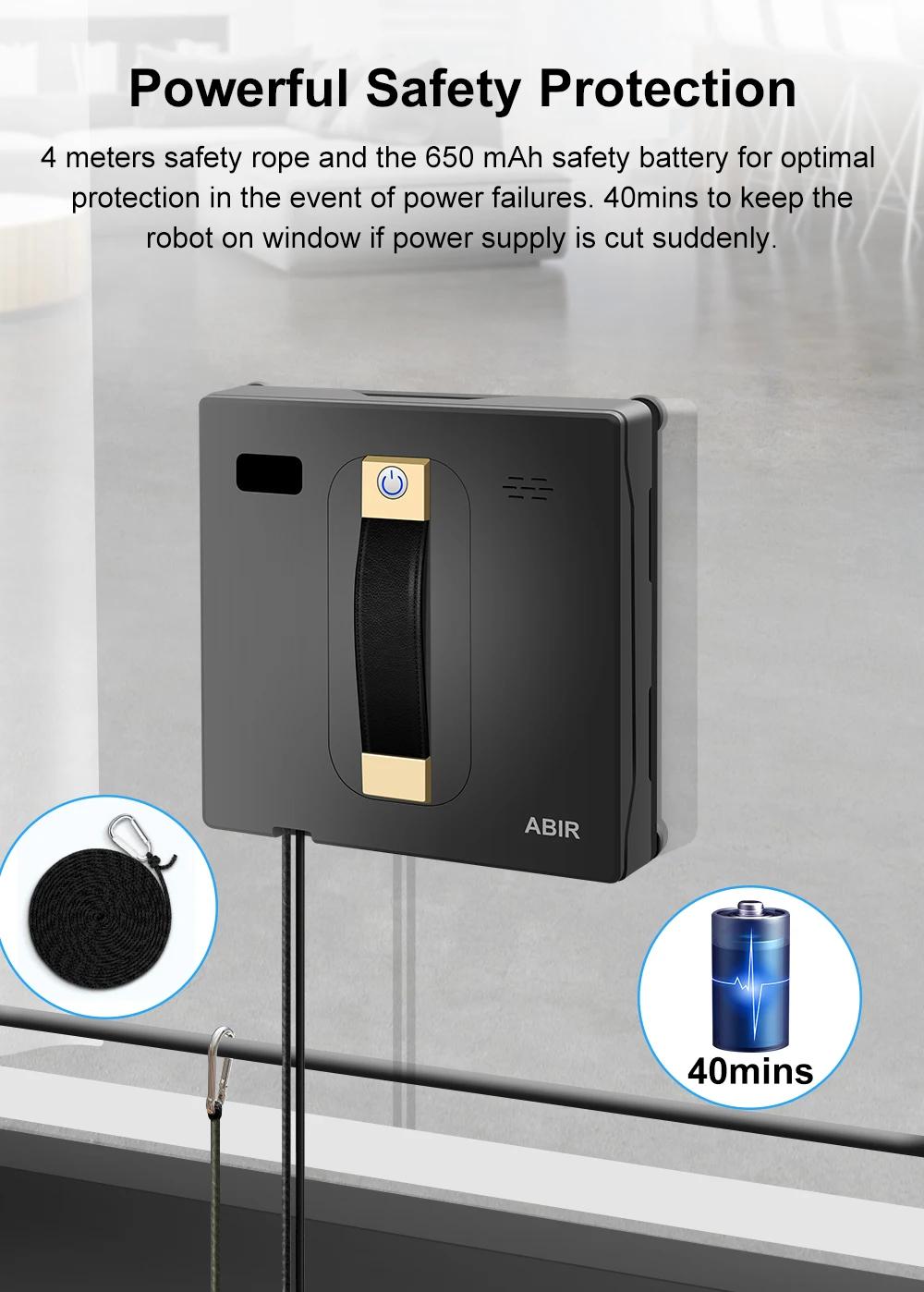 Robot Window cleaner ABIR WD8,Dual Water Spray,Smart Memory,High Vacuum Suction, Laser Sensor, Home Wall Glass Cleaning Robot | Fugo Best