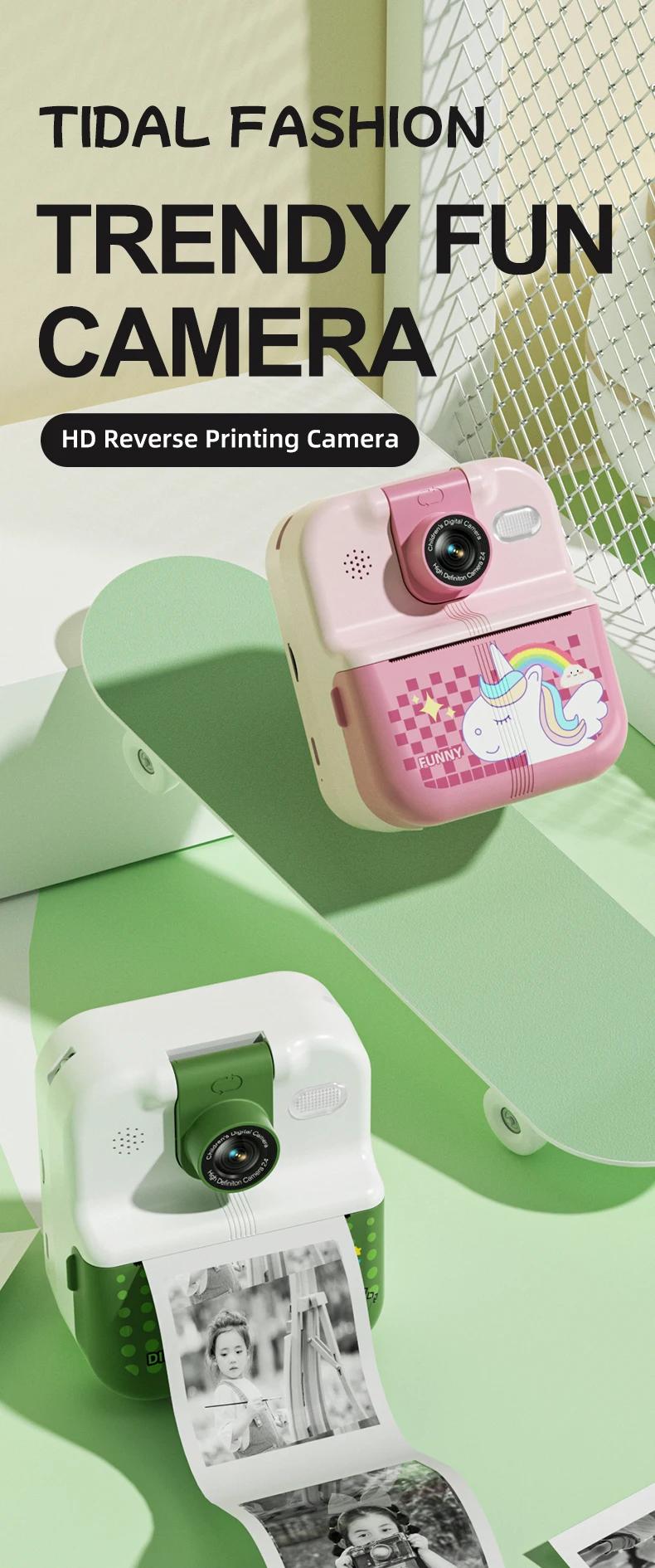 Cute Kids Purple Mini Camera Photo Printer Digital Children Video Camera Photography Instant Print Photo Mini Thermal Printer | Fugo Best