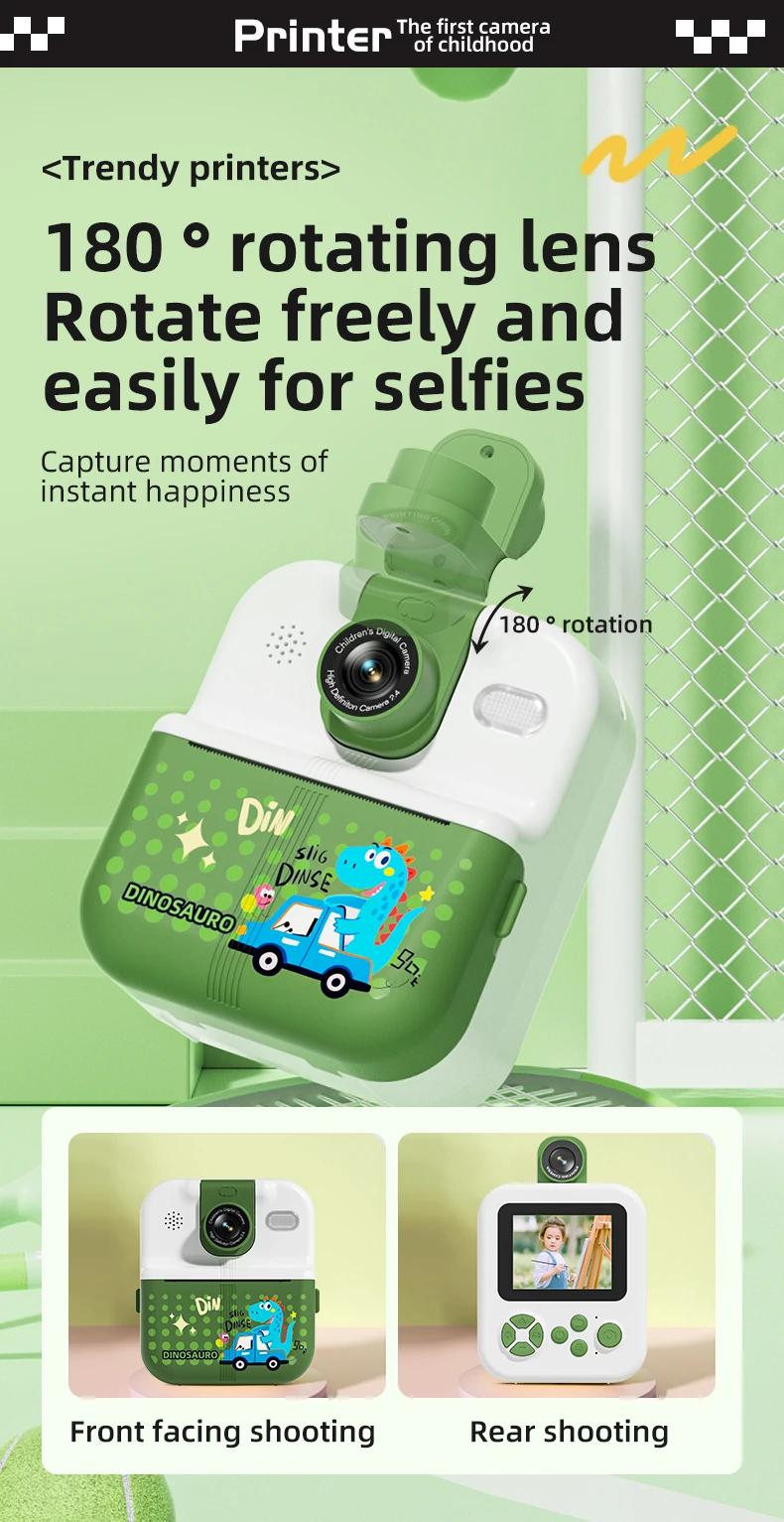 Cute Kids Purple Mini Camera Photo Printer Digital Children Video Camera Photography Instant Print Photo Mini Thermal Printer | Fugo Best