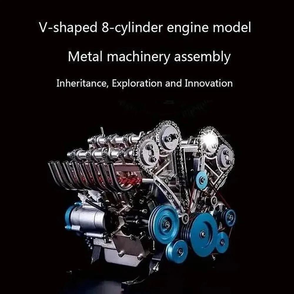 8-Cylinder Car Engine Model Kit Simulation Resin Car Engine Assembly Kit Model Toys Full Metal DIY Metal Engine Model Kits | Fugo Best