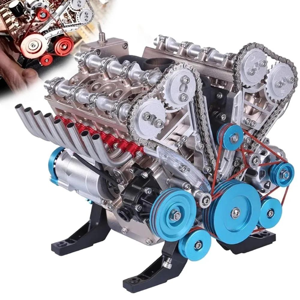 8-Cylinder Car Engine Model Kit Simulation Resin Car Engine Assembly Kit Model Toys Full Metal DIY Metal Engine Model Kits | Fugo Best