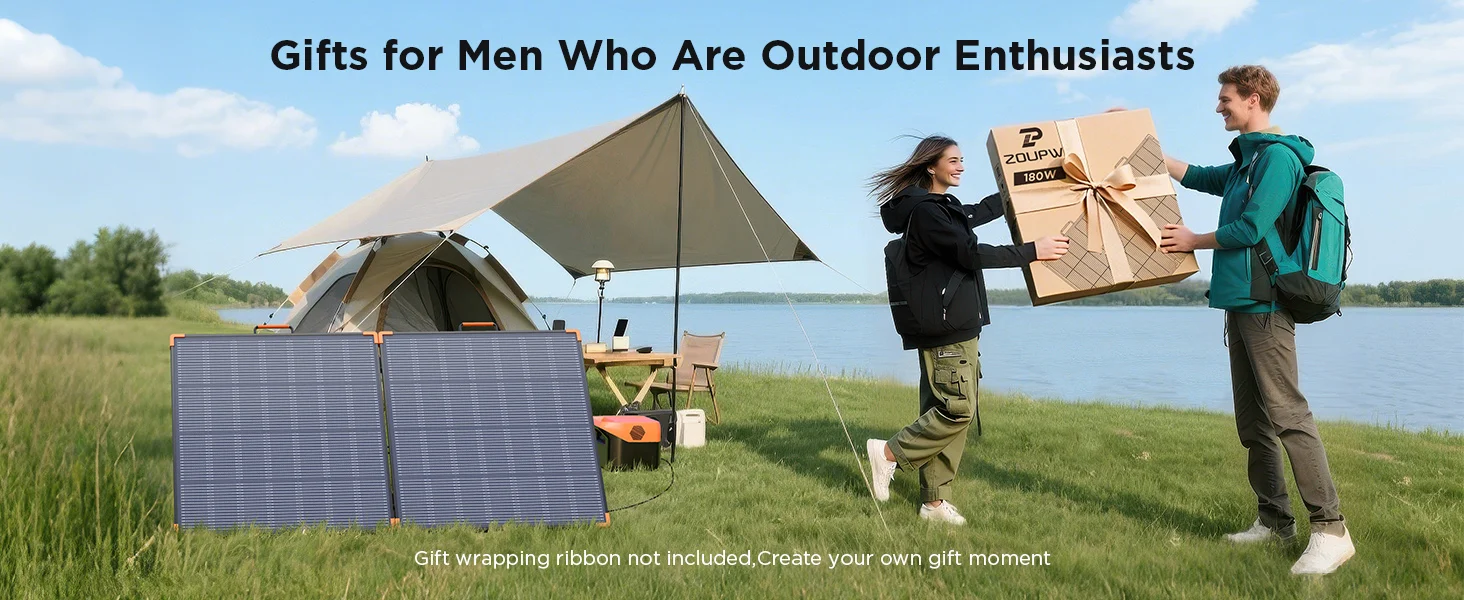 ZOUPW 180W Portable Solar Panel N-Type 16BB 25% Efficiency IP68 Waterproof 17V Output with 2 Reinforced Kickstands | Fugo Best