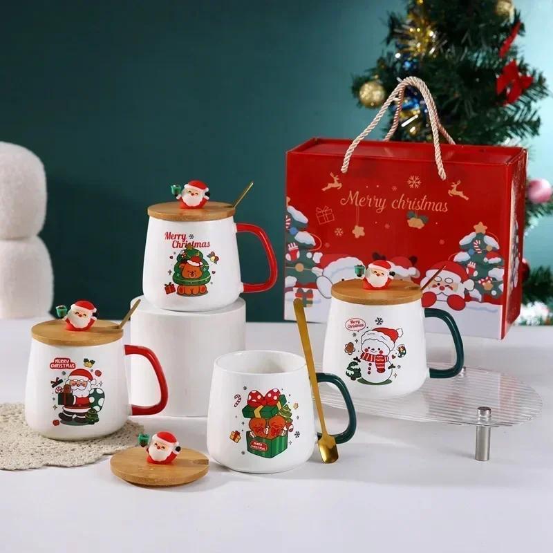 Christmas Tree Mug Box Ceramic Mug Christmas Gift Ceramic Mug with Lid with Spoon Set Coffee Cup Porcelain Christmas Tableware | Fugo Best