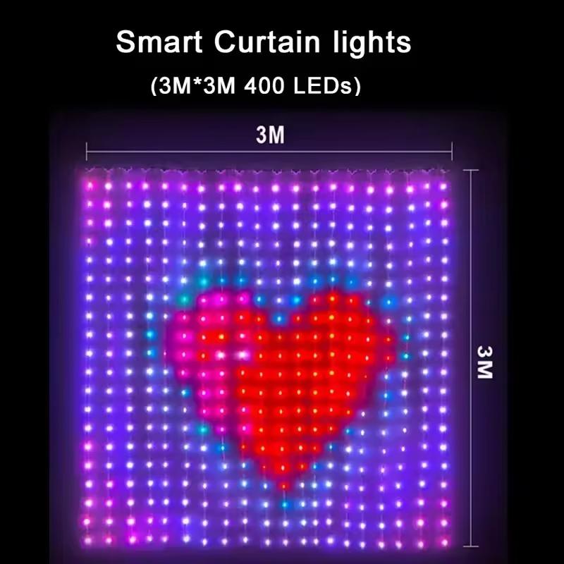 400 LED Smart Curtain Lights String Lights with App Remote Control Music Sync Christmas Curtain String Outdoor Fairy Lights | Fugo Best