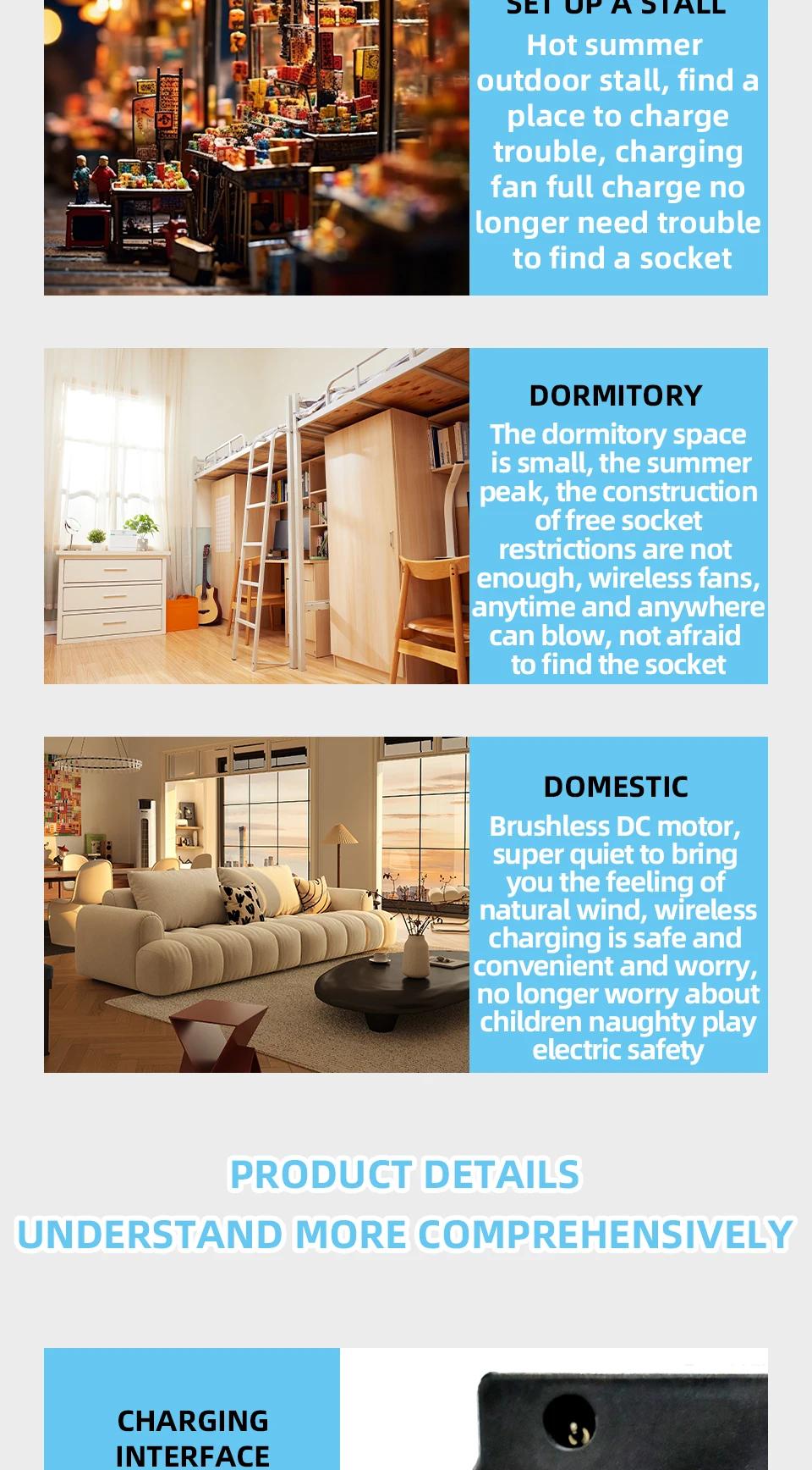 Battery Operated Solar Fan, Home or Outdoor Dual-use Portable Fan, Battery Can Running 6-12 Hours, with USB Output For Phone | Fugo Best