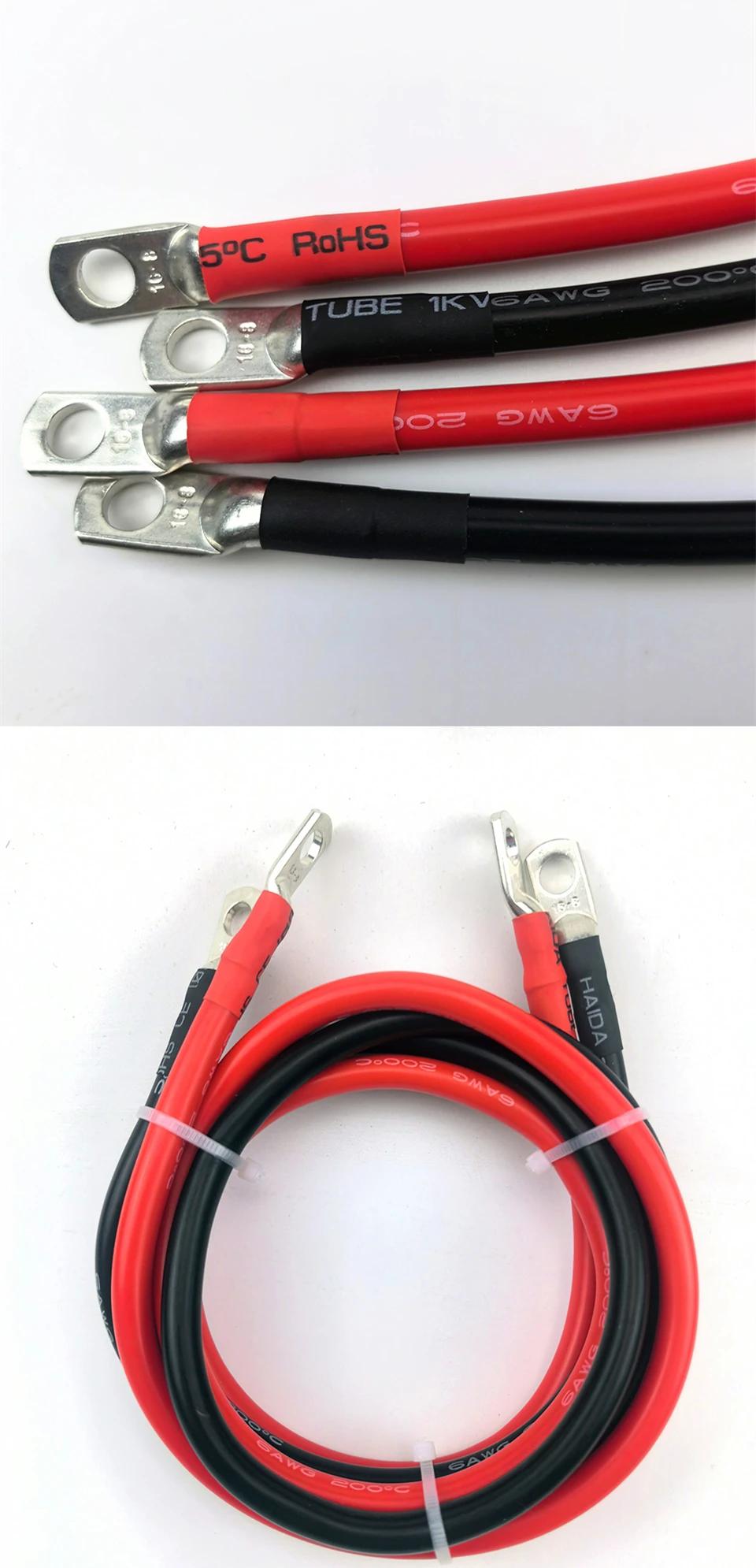 Soft Car Battery Cable Silicone wire With Lug M6 M8 M10 Ring Terminal cable Black Red 1 2 4 5 6 7 8 9 10 AWG Electrical wiring | Fugo Best
