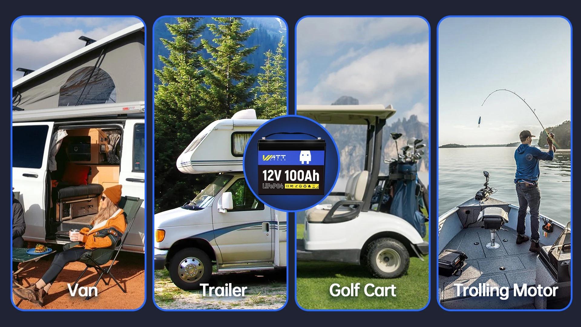  Wattcycle LiFePO4 Battery 12V 100Ah Group 24 Built-in 100A BMS Rechargeable Lithium Iron Phosphate Battery Packs For RV, etc | Fugo Best