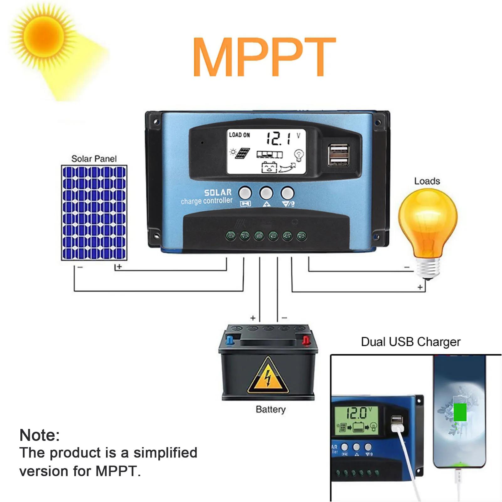  MPPT 40/50/60/100A Solar Charge Controller Dual USB LCD Display 12V 24V | Fugo Best