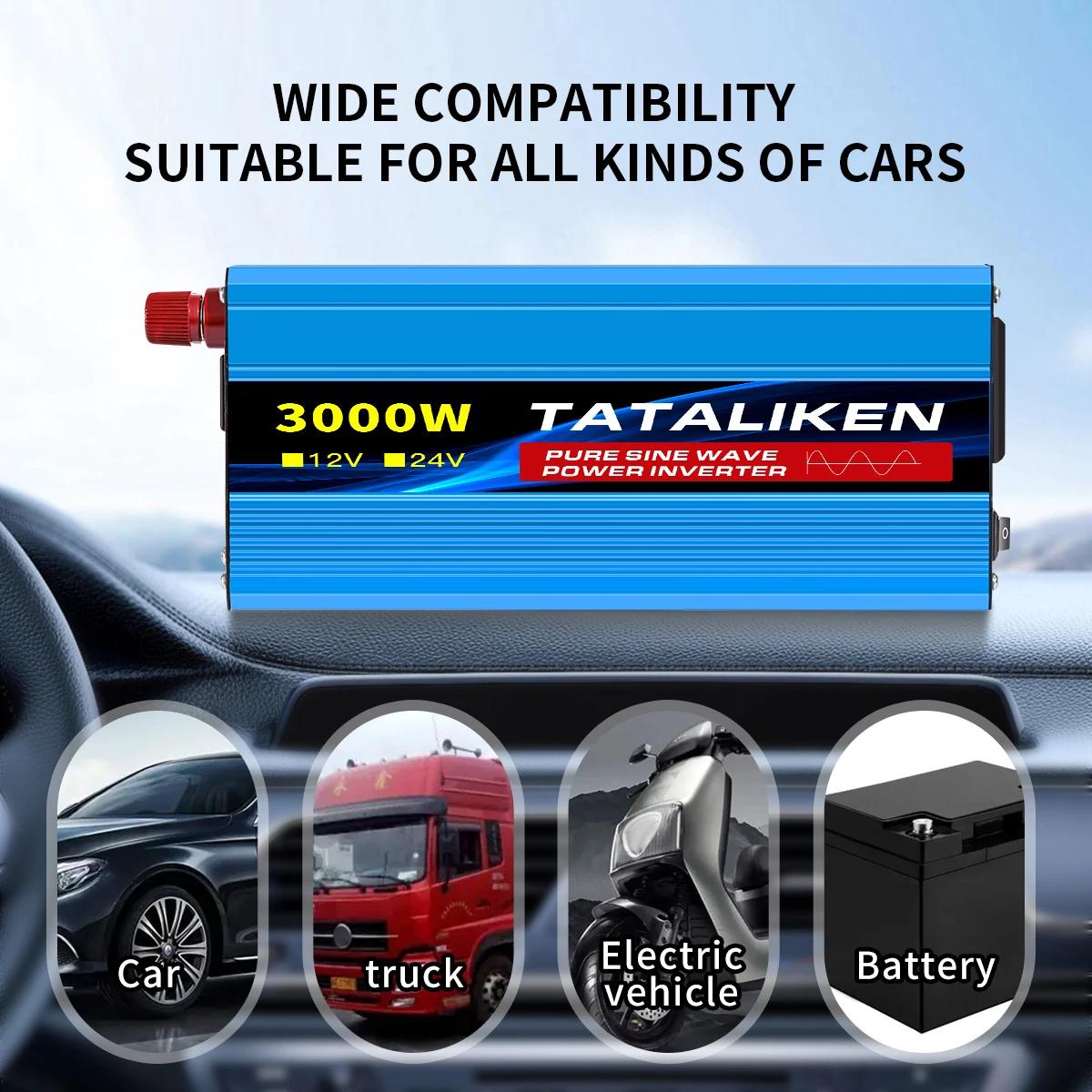 Pure Sine Wave Inverter 1000W-4000W DC 12V to AC 220V 50hz Power Inverter Charger Adapter Universal Socket | Fugo Best