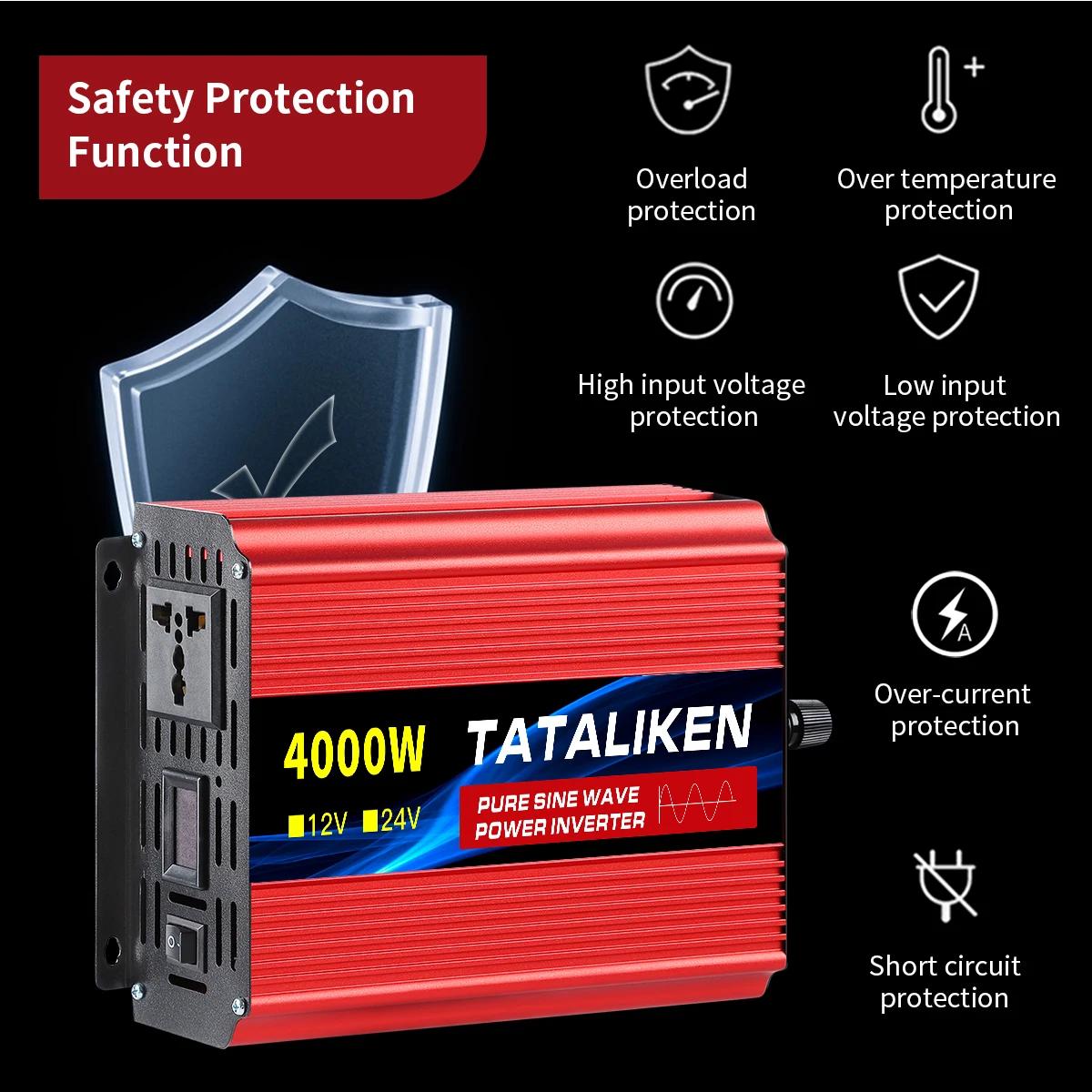 Pure Sine Wave Inverter 1000W-4000W DC 12V to AC 220V 50hz Power Inverter Charger Adapter Universal Socket | Fugo Best