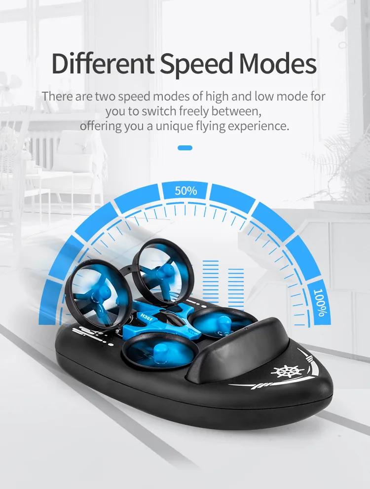 Upgraded JJRC H36F Mini Drone Helicopter 2.4G 4CH 6-Axis Gyro Speed 3D Flip Headless Mode RTF Boat Car Water Ground Air 3-mode | Fugo Best