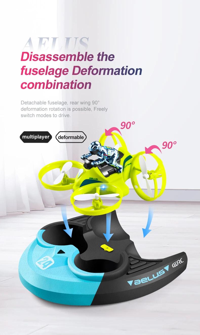 4DRC Mini RC Drone Altitude Hold Headless Mode 3 in 1 Sea Land Air Flight 2.4G Remote Control Quadcopter Boat RC Helicopter Toys | Fugo Best