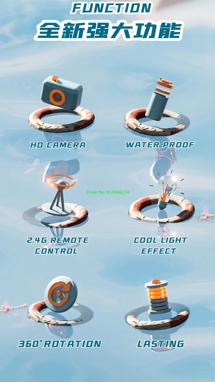 Simulated Waterproof HD Camera WIFI FPV RC Shark Boat 2.4G LED Lighting Swing Off Water Sensing Remote Control Boat Shark Animal | Fugo Best