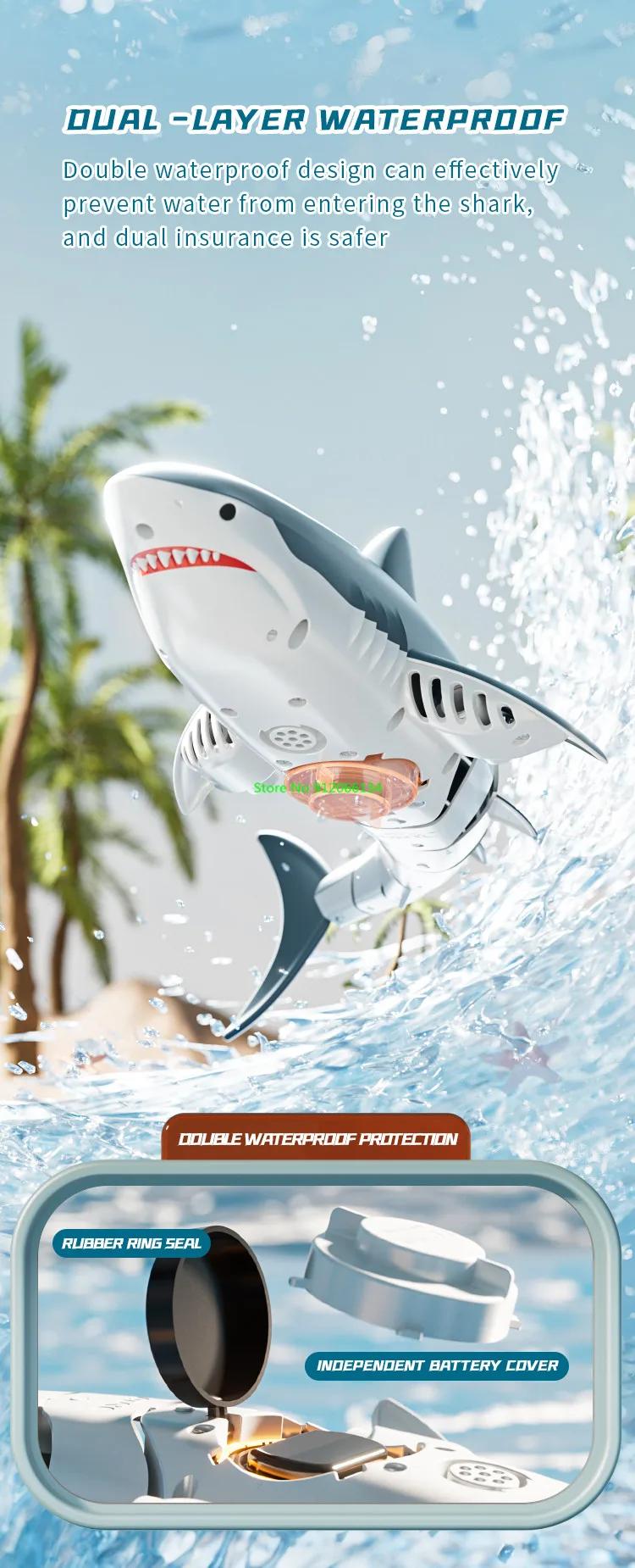 Simulated Waterproof HD Camera WIFI FPV RC Shark Boat 2.4G LED Lighting Swing Off Water Sensing Remote Control Boat Shark Animal | Fugo Best