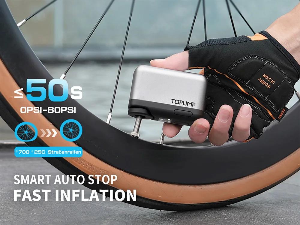  TOPUMP TB2 PRO Mini Portable Electric Pump for Bike Cordless Tire Inflator 120PSI Max 450mAh Battery with Screen Fast Charging | Fugo Best