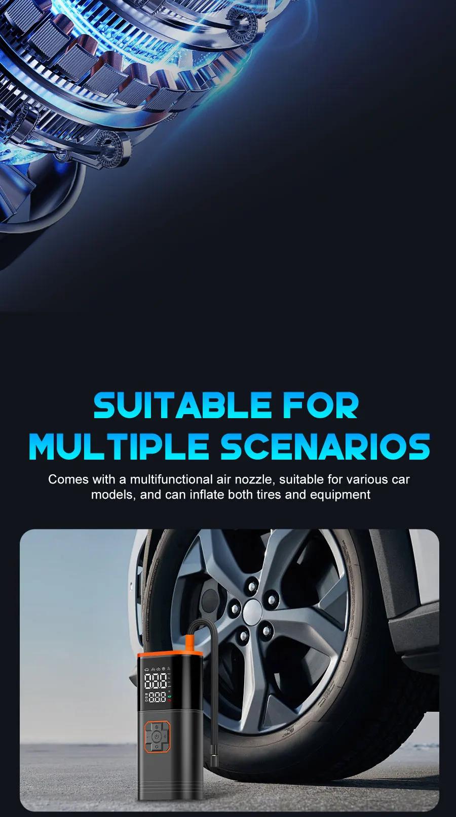 Digital Display Portable Tire Inzzator, USB Rechargeable Air Compressor for Car Bike Motorcycle Tires, Balls, Inflatable Toys | Fugo Best