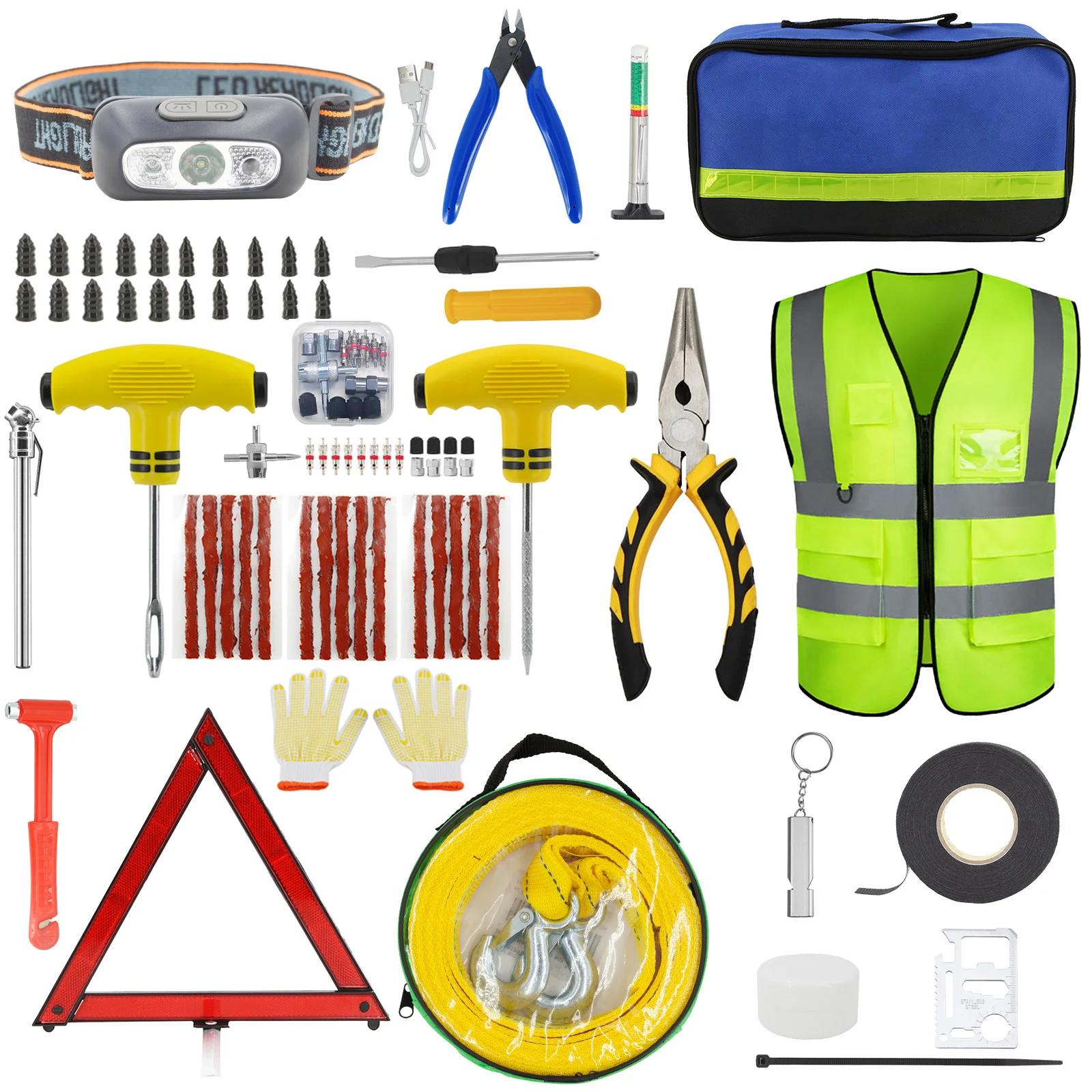 Car Emergency Roadside Assistance Kit Jumper Cable Tow Strap First Aid Supplies Multipurpose Pack motorist self-defense tool | Fugo Best