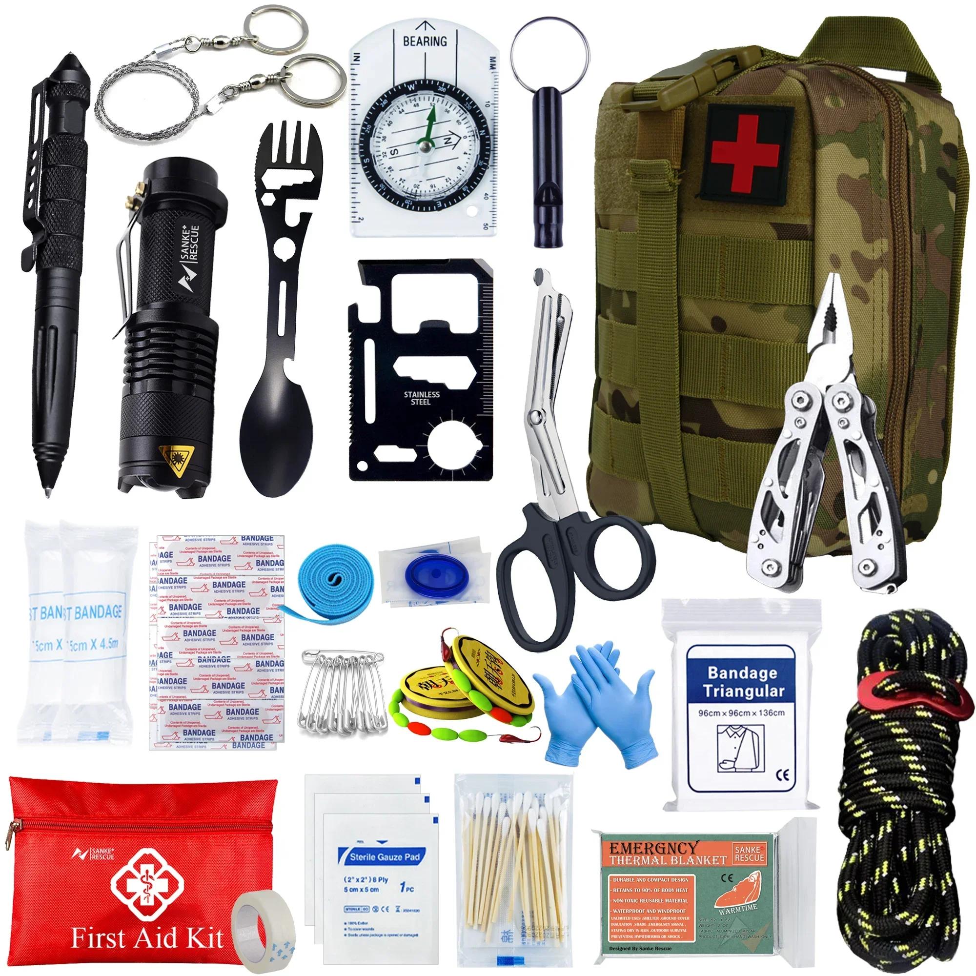 Survival First Aid Kit Survival Full Set Molle Outdoor Gear Emergency Kits Trauma Bag Camping Hiking IFAK Adventures Bag | Fugo Best