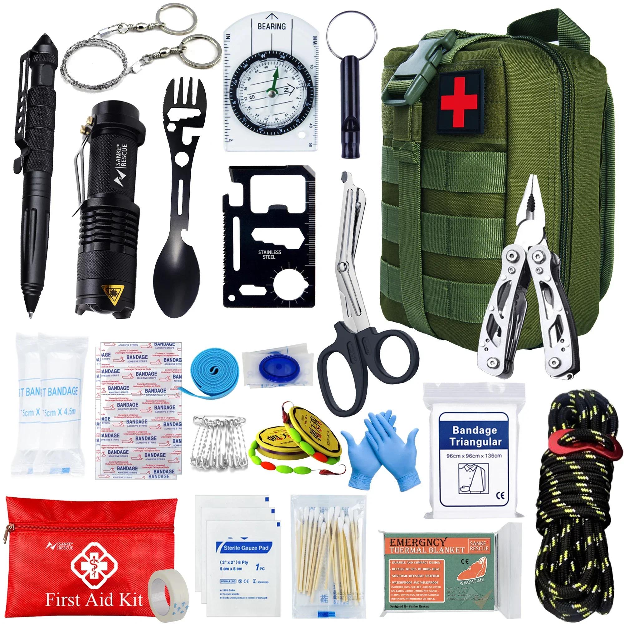 Survival First Aid Kit Survival Full Set Molle Outdoor Gear Emergency Kits Trauma Bag Camping Hiking IFAK Adventures Bag | Fugo Best