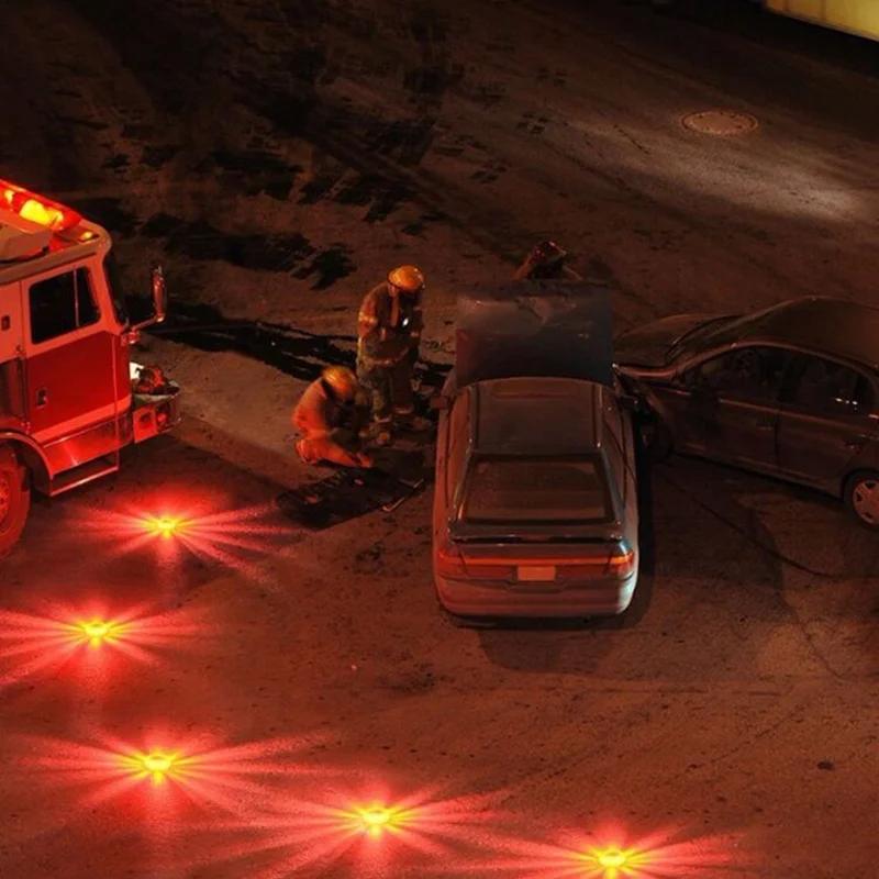 3 Pack LED Road Flares Flashing Emergency Warning Light Help Flash Waterproof Roadside Safety Disc Magnetic Base Flashing Flare | Fugo Best