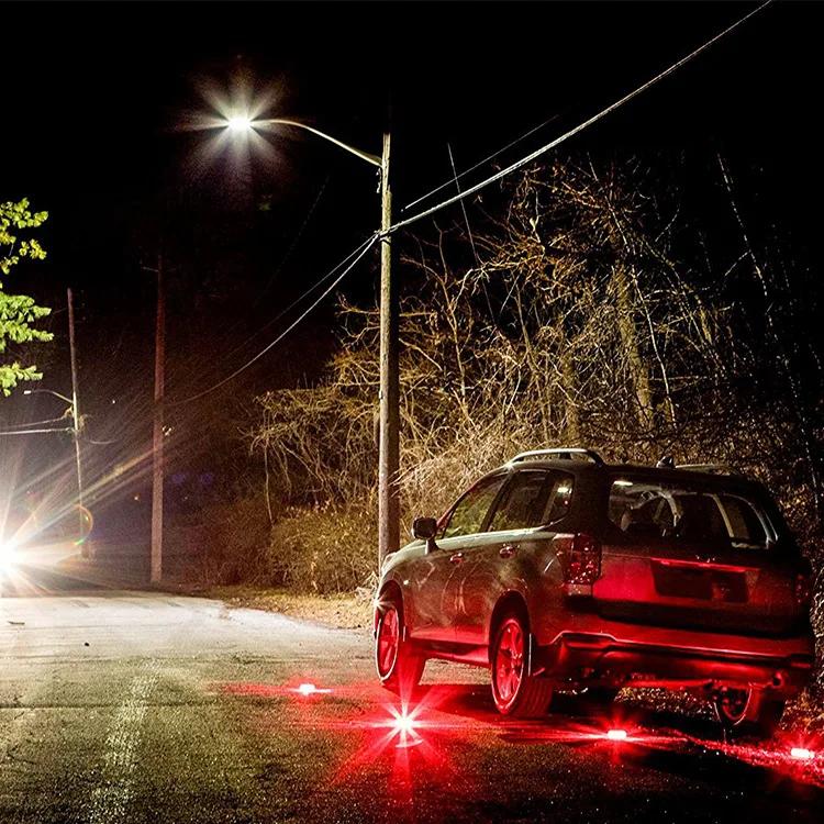 3 Pack LED Road Flares Flashing Emergency Warning Light Help Flash Waterproof Roadside Safety Disc Magnetic Base Flashing Flare | Fugo Best