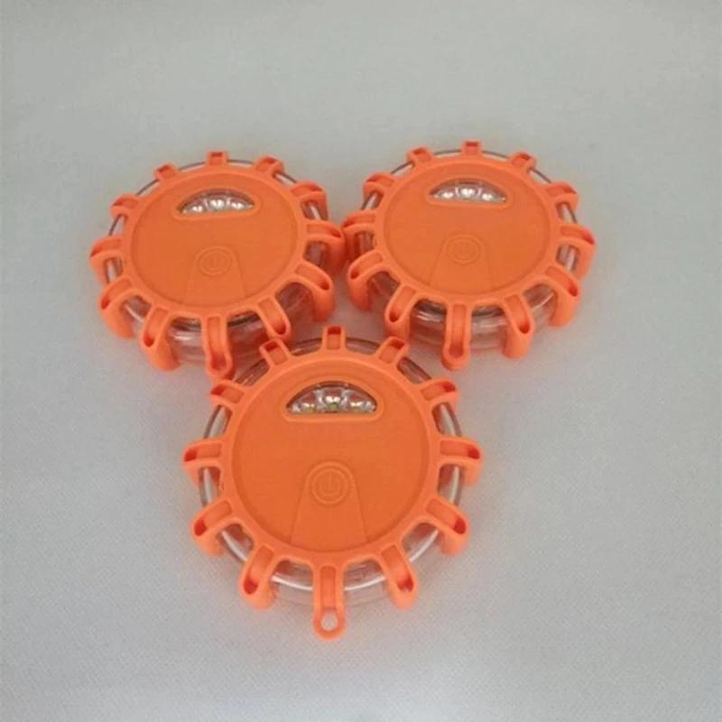 3 Pack LED Road Flares Flashing Emergency Warning Light Help Flash Waterproof Roadside Safety Disc Magnetic Base Flashing Flare | Fugo Best