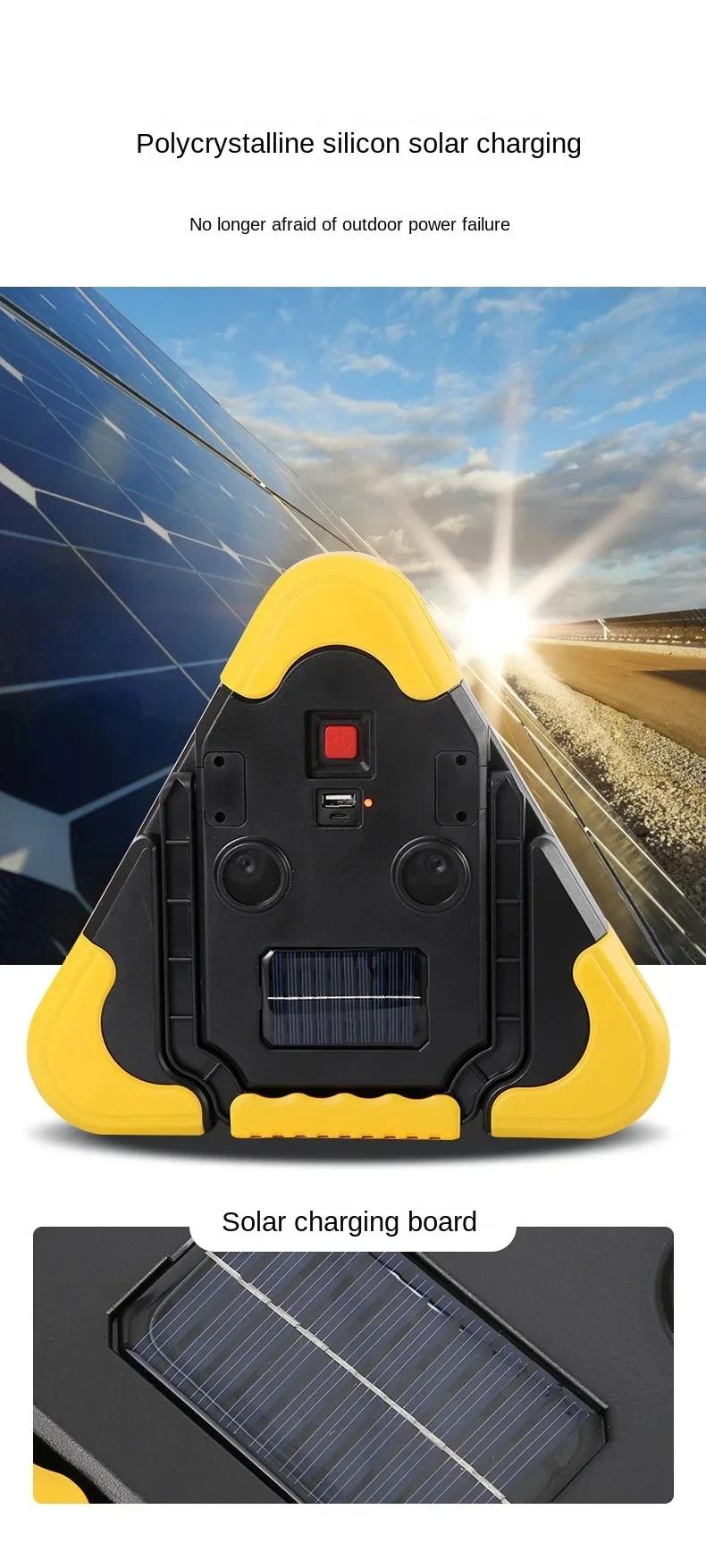 Solar Emergency Triangle Light for Car, 3-in-1 Warning Lamp with Flashing Alarm, Portable Safety Light for Breakdown & Outdoors | Fugo Best